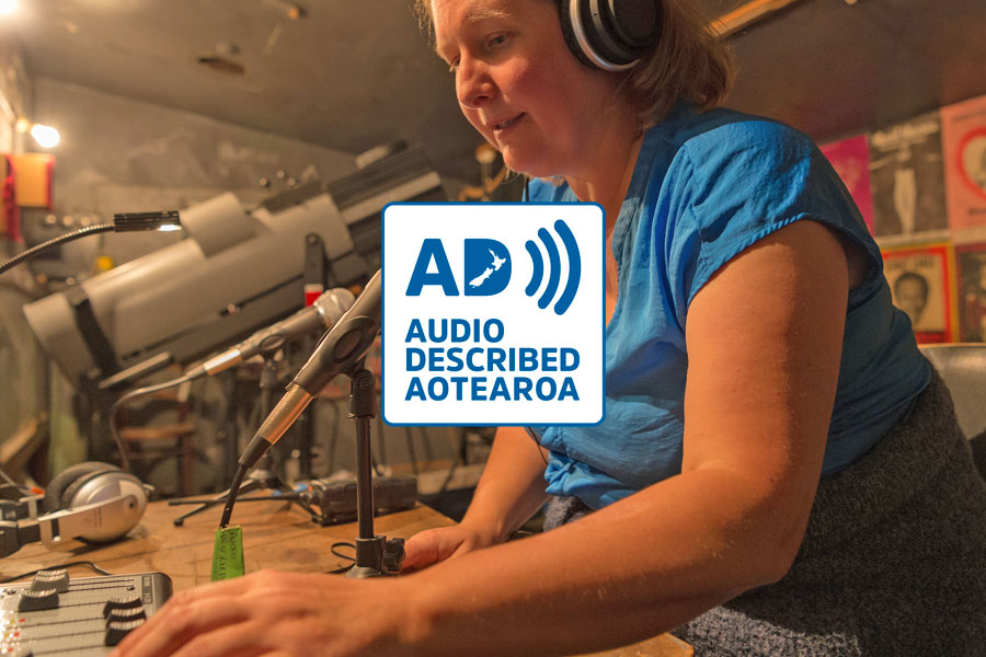 Nicola Owen delivering audio description at the Royal New Zealand Ballet. Photograph by Stephen A’Court.